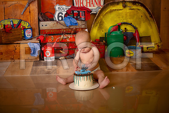 Kansas City Mechanic Cake Smash Photographer | First Birthday Sessions