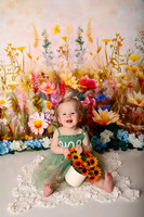 Boho Wildflower First Birthday Cake Smash Photography in Kansas City