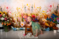 Boho Wildflower First Birthday Cake Smash Photography in Kansas City