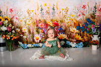 Boho Wildflower First Birthday Cake Smash Photography in Kansas City