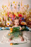 Boho Wildflower First Birthday Cake Smash Photography in Kansas City