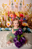 Boho Wildflower First Birthday Cake Smash Photography in Kansas City