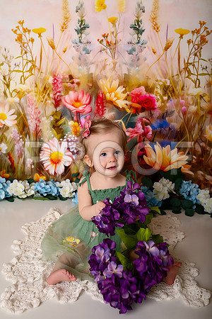 Boho Wildflower First Birthday Cake Smash Photography in Kansas City