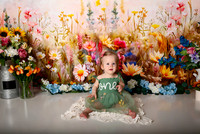 Boho Wildflower First Birthday Cake Smash Photography in Kansas City