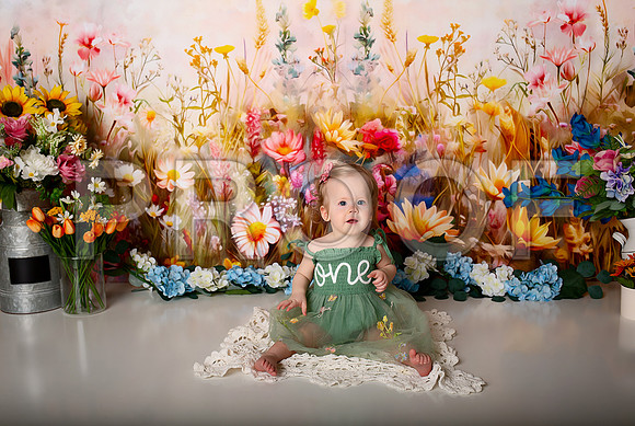 Boho Wildflower First Birthday Cake Smash Photography in Kansas City