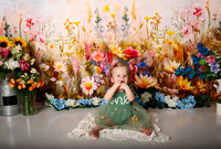 Boho Wildflower First Birthday Cake Smash Photography in Kansas City