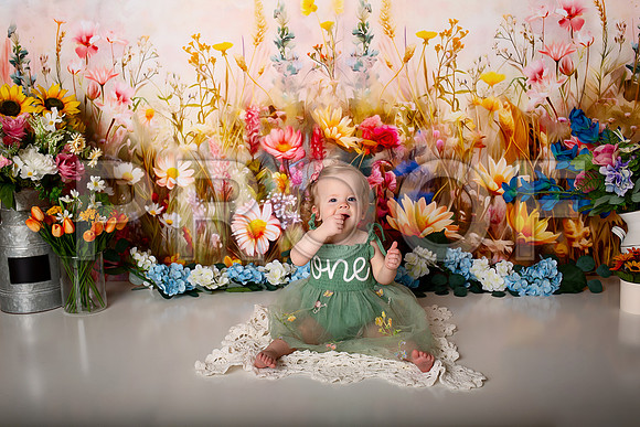 Boho Wildflower First Birthday Cake Smash Photography in Kansas City