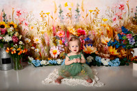 Boho Wildflower First Birthday Cake Smash Photography in Kansas City