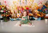Boho Wildflower First Birthday Cake Smash Photography in Kansas City