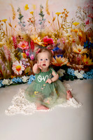 Boho Wildflower First Birthday Cake Smash Photography in Kansas City