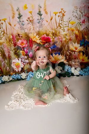 Boho Wildflower First Birthday Cake Smash Photography in Kansas City
