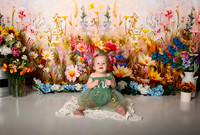 Boho Wildflower First Birthday Cake Smash Photography in Kansas City