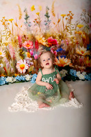 Boho Wildflower First Birthday Cake Smash Photography in Kansas City