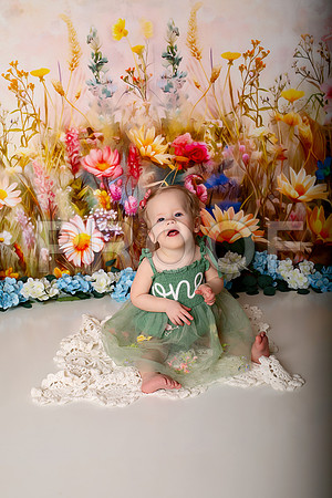 Boho Wildflower First Birthday Cake Smash Photography in Kansas City