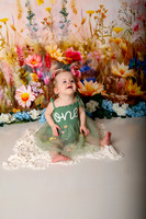 Boho Wildflower First Birthday Cake Smash Photography in Kansas City