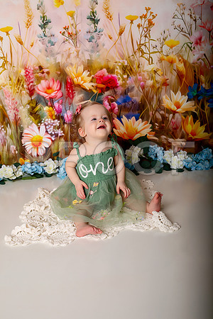 Boho Wildflower First Birthday Cake Smash Photography in Kansas City