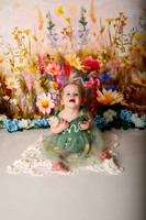 Boho Wildflower First Birthday Cake Smash Photography in Kansas City