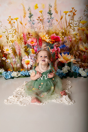 Boho Wildflower First Birthday Cake Smash Photography in Kansas City