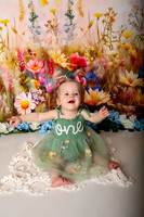 Boho Wildflower First Birthday Cake Smash Photography in Kansas City