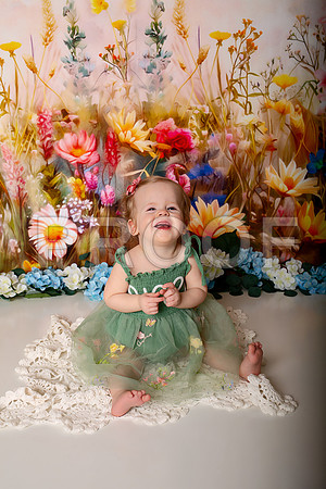 Boho Wildflower First Birthday Cake Smash Photography in Kansas City