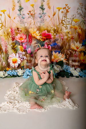 Boho Wildflower First Birthday Cake Smash Photography in Kansas City