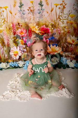 Boho Wildflower First Birthday Cake Smash Photography in Kansas City