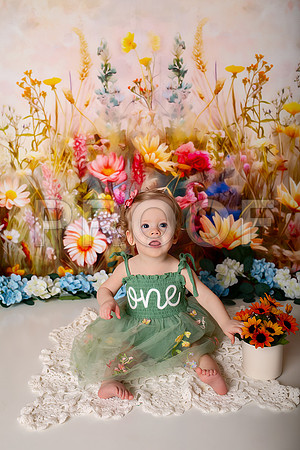 Boho Wildflower First Birthday Cake Smash Photography in Kansas City