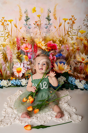 Boho Wildflower First Birthday Cake Smash Photography in Kansas City