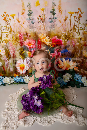 Boho Wildflower First Birthday Cake Smash Photography in Kansas City