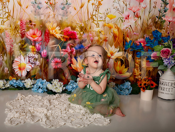 Boho Wildflower First Birthday Cake Smash Photography in Kansas City