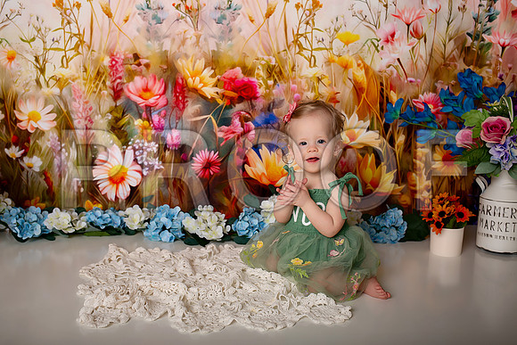 Boho Wildflower First Birthday Cake Smash Photography in Kansas City