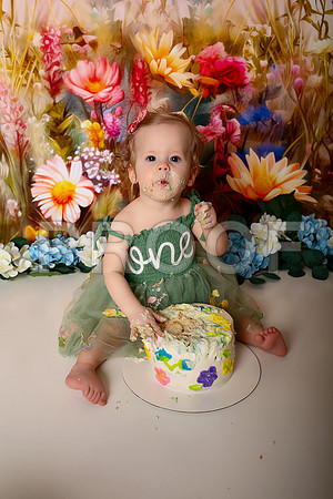 Boho Wildflower First Birthday Cake Smash Photography in Kansas City