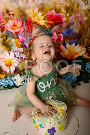 Boho Wildflower First Birthday Cake Smash Photography in Kansas City