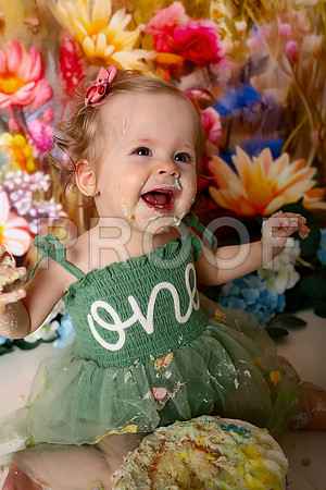 Boho Wildflower First Birthday Cake Smash Photography in Kansas City