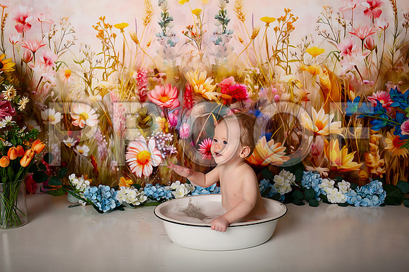 Boho Wildflower First Birthday Cake Smash Photography in Kansas City
