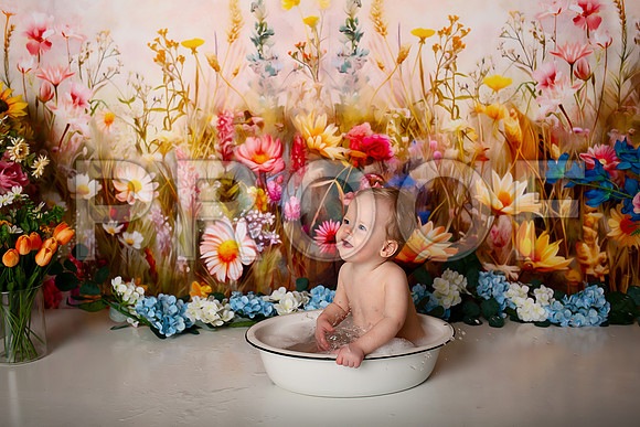 Boho Wildflower First Birthday Cake Smash Photography in Kansas City