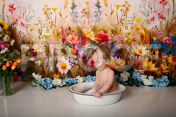 Boho Wildflower First Birthday Cake Smash Photography in Kansas City