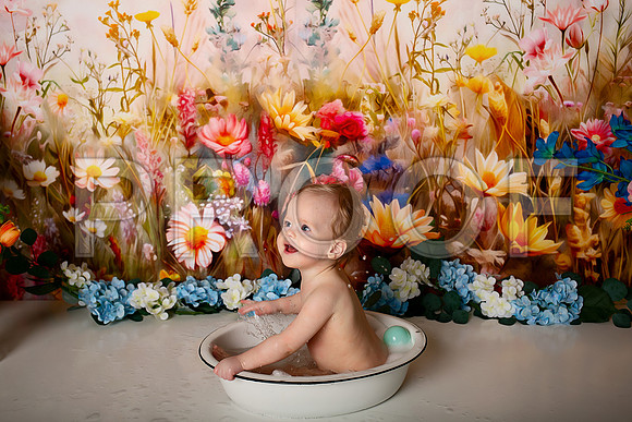 Boho Wildflower First Birthday Cake Smash Photography in Kansas City